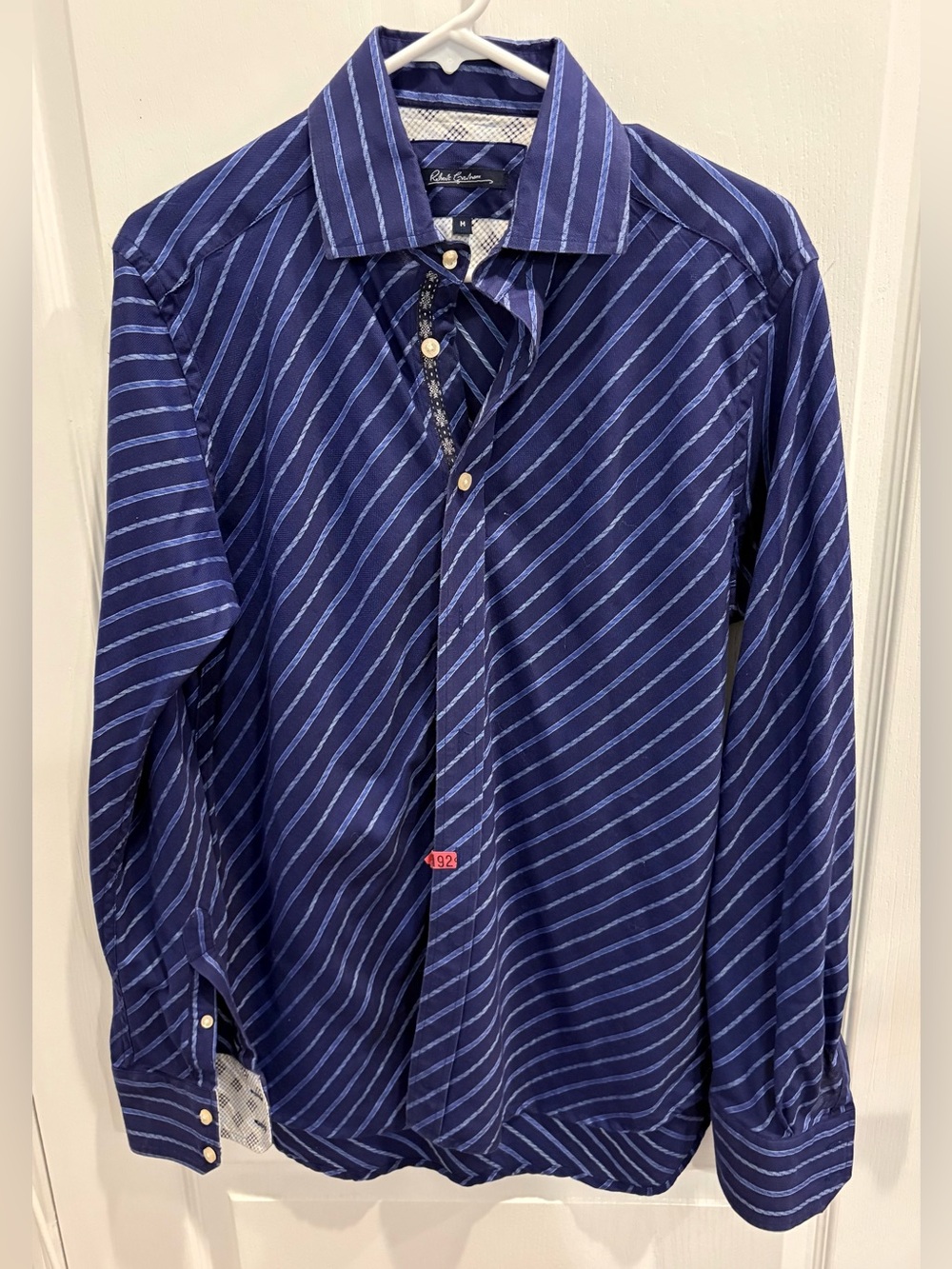Robert Graham Blue Striped Rose Button-up Shirt Size M